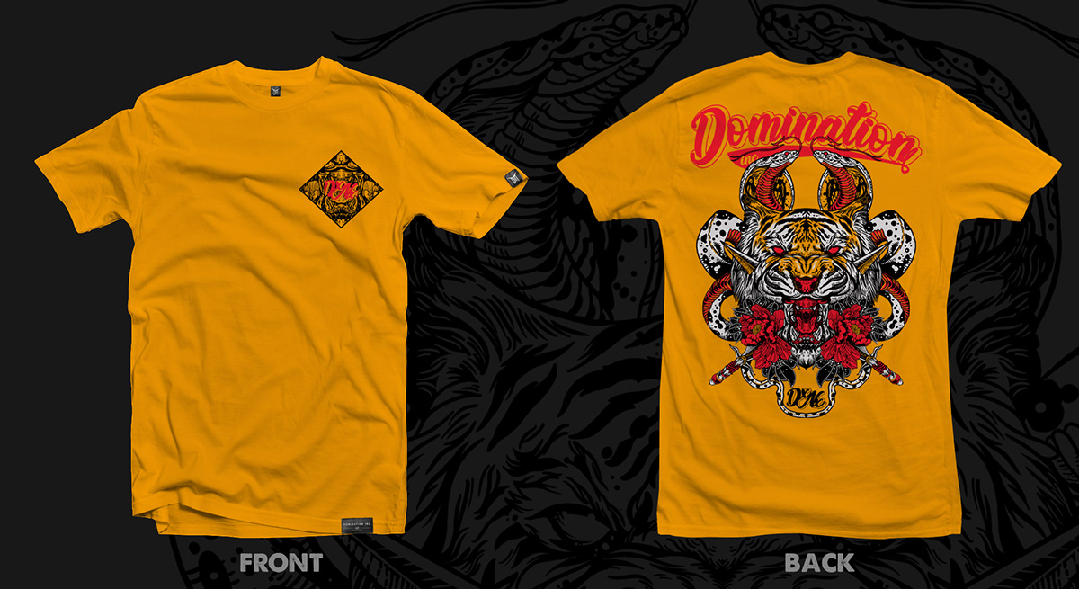 artwork band domination eagle metal music rock snakes T-Shirt Design tiger