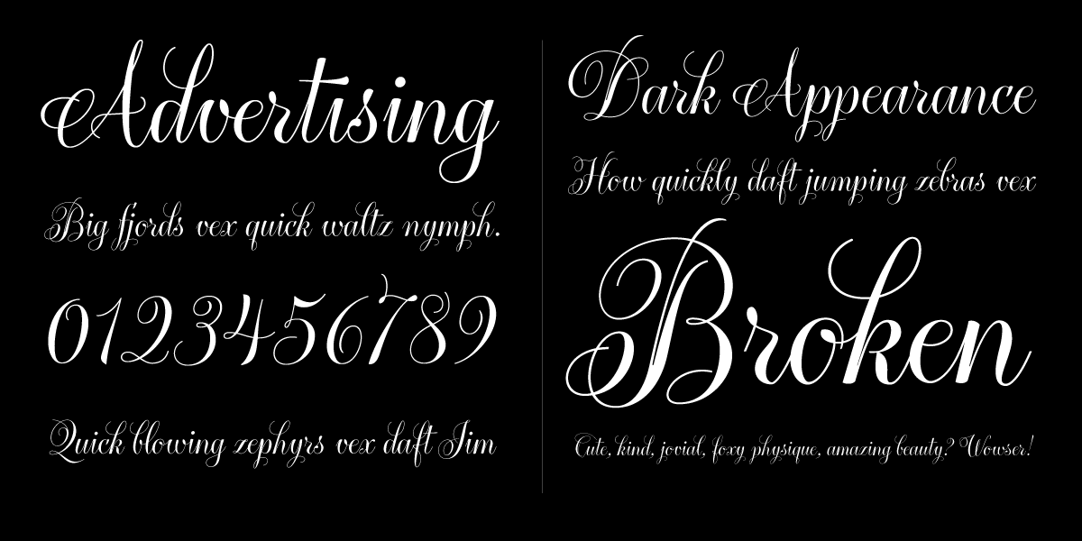 type  calligraphic  script font