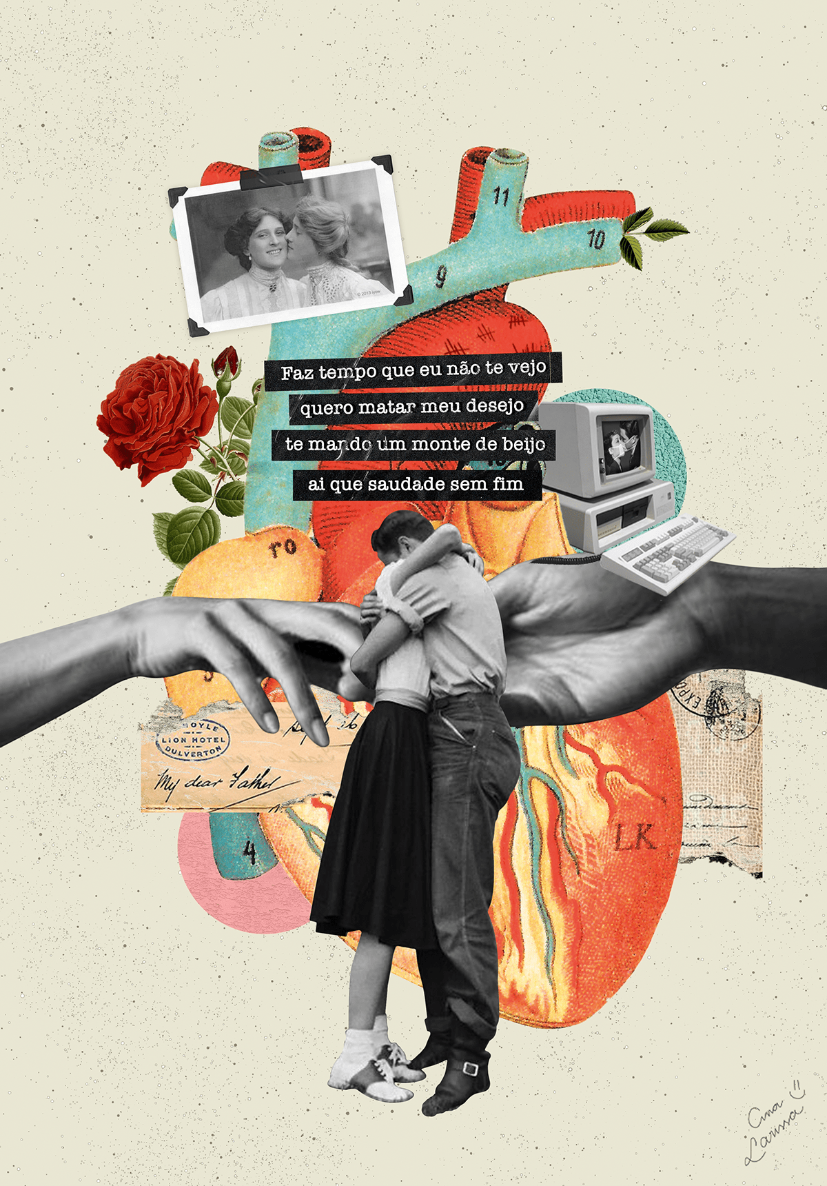 art Art Director colagem digital collage hug Love photoshop poster Saudade quarentena
