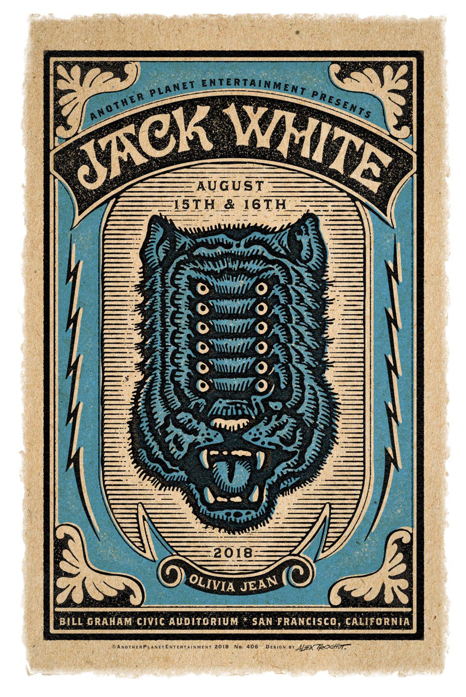 Alex trochut ILLUSTRATION  jack white Poster Design limited edition rock n roll Matchbox tiger electric vintage