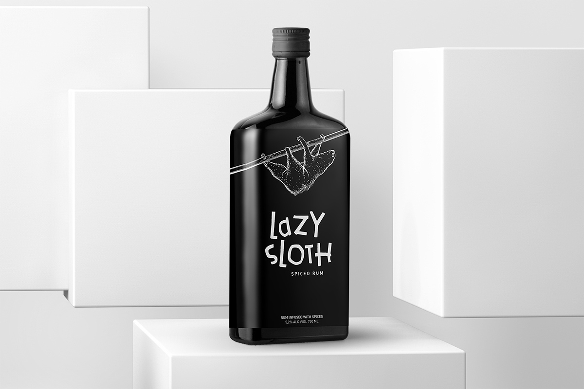 Packaging ILLUSTRATION  branding  Rum design art animal sloth black White