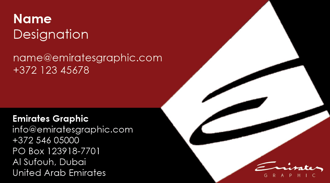 emirates graphic emirates graphic business card business card Name card name design contest conpetition Entry red black White