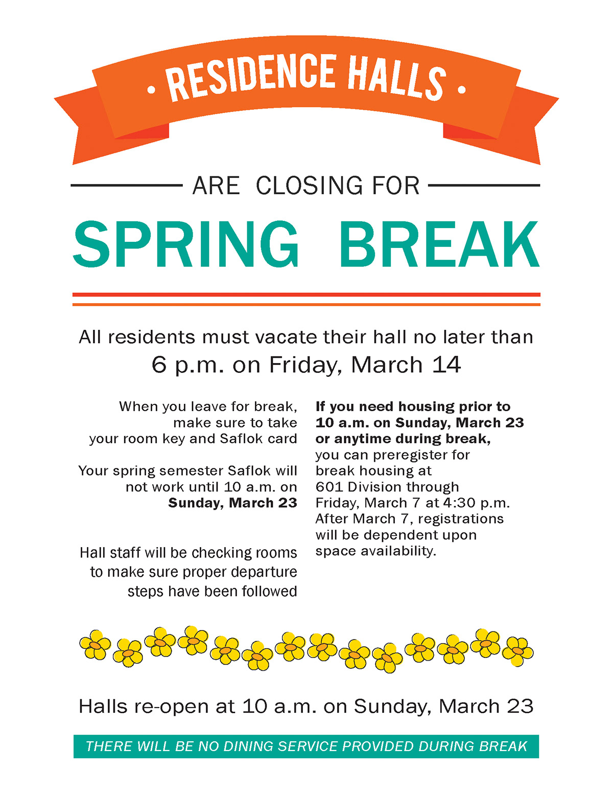 school spring spring break dorms hallway University campus