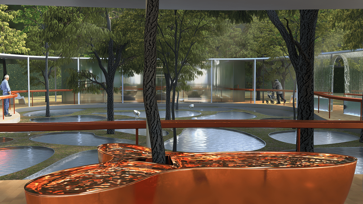 3D Alzheimer architecture design interior design  Landscape Design polimi Render water