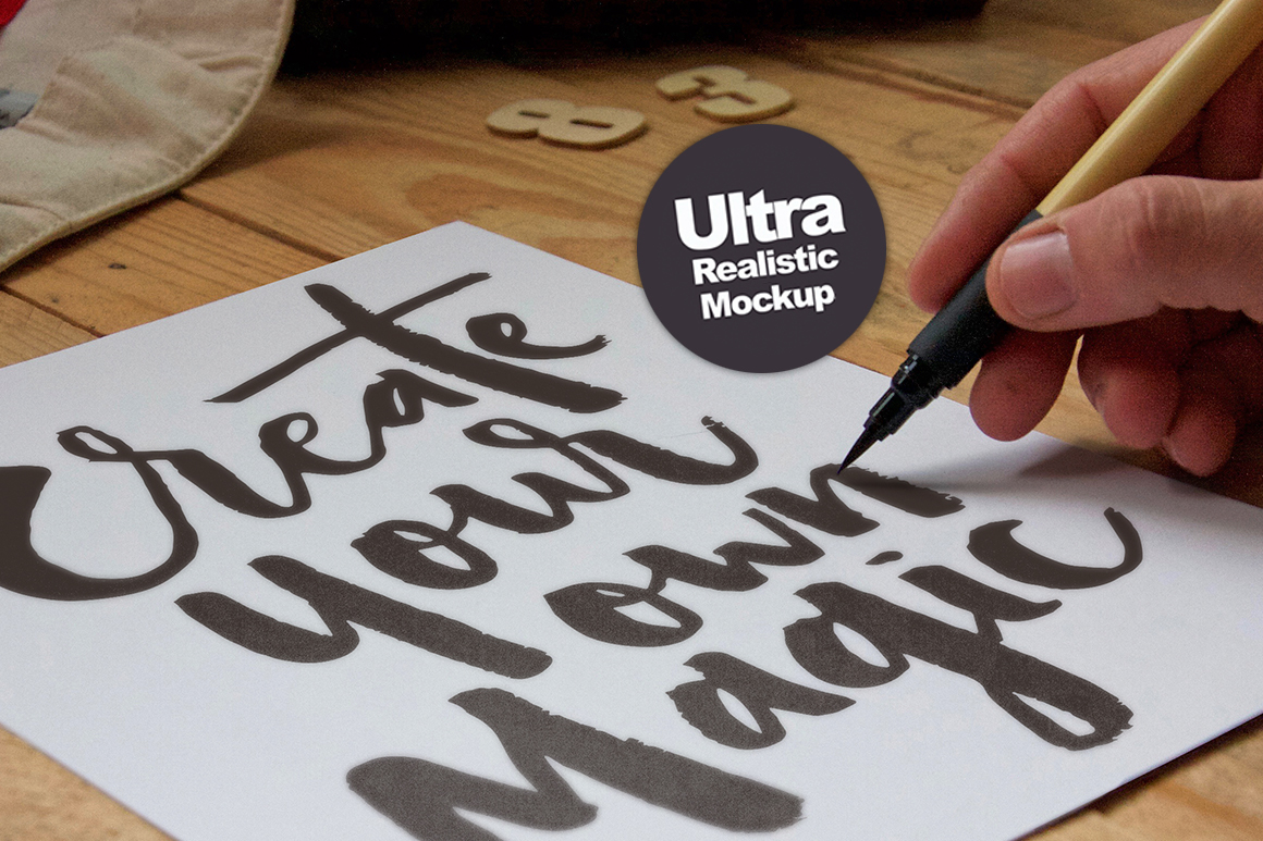 Mockup mock-up poster flyer sketch free freebie realistic photo wood