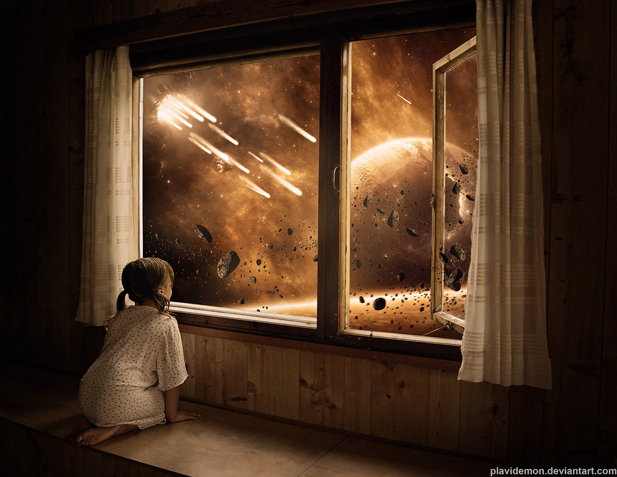 photomanipulation surreal fantasy Space  cosmos girl woman Nature planet