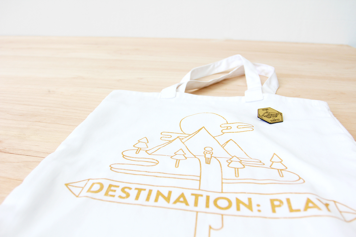 post it pads  poster  starter kit destination: play Tote Bag book Badges