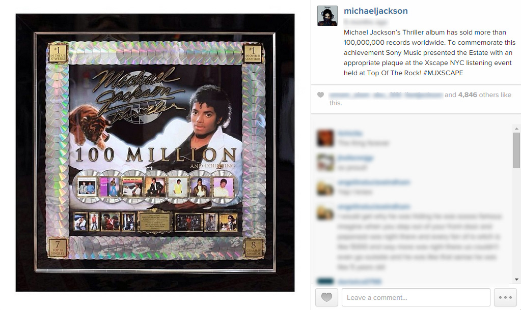 Michael Jackson thriller Platinum Award Platinum Record Sony Music John Branca LA Reid Epic Records Michael Jackson Estate music business Lasercut MJ xscape