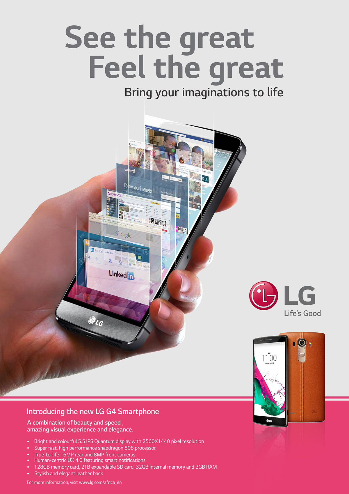 See the great. FEEL THE GREAT life is good lg Advertising  Lawal Kazeem Babatunde phone smartphone