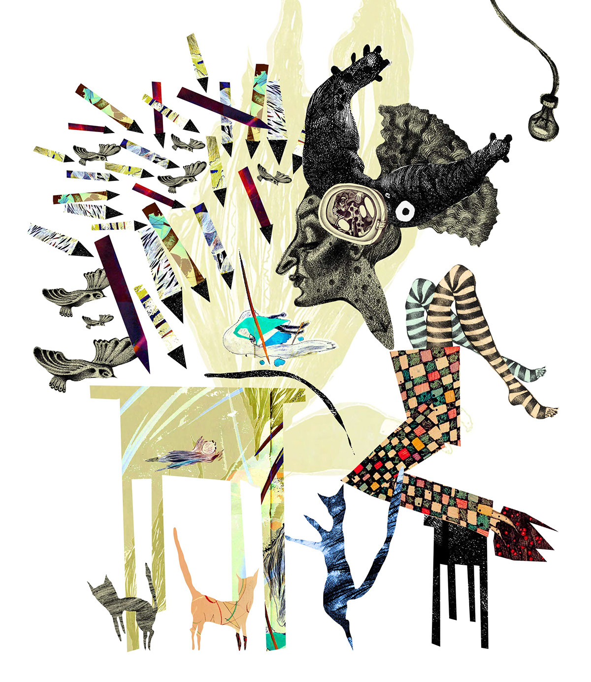 collage characters illustrated
