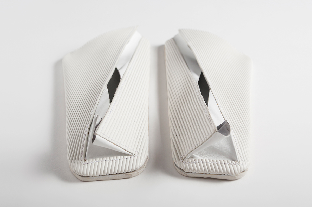 shoes open up black White leather origami  Plain geometric