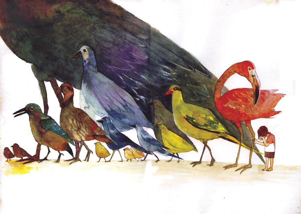 TRADITIONAL ART illust birds watercolor