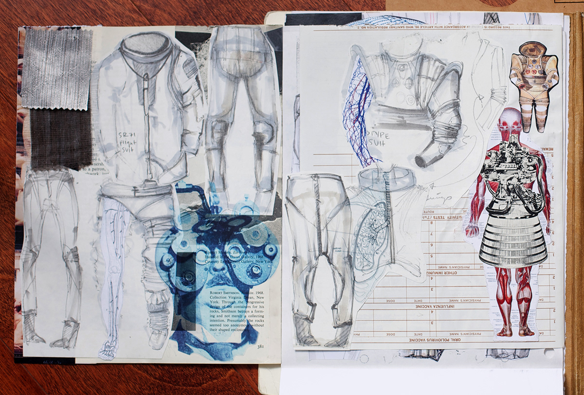 human anatomy Cyborg robot Enginerring medical engineering fashion design sketching Process Book fashion collection