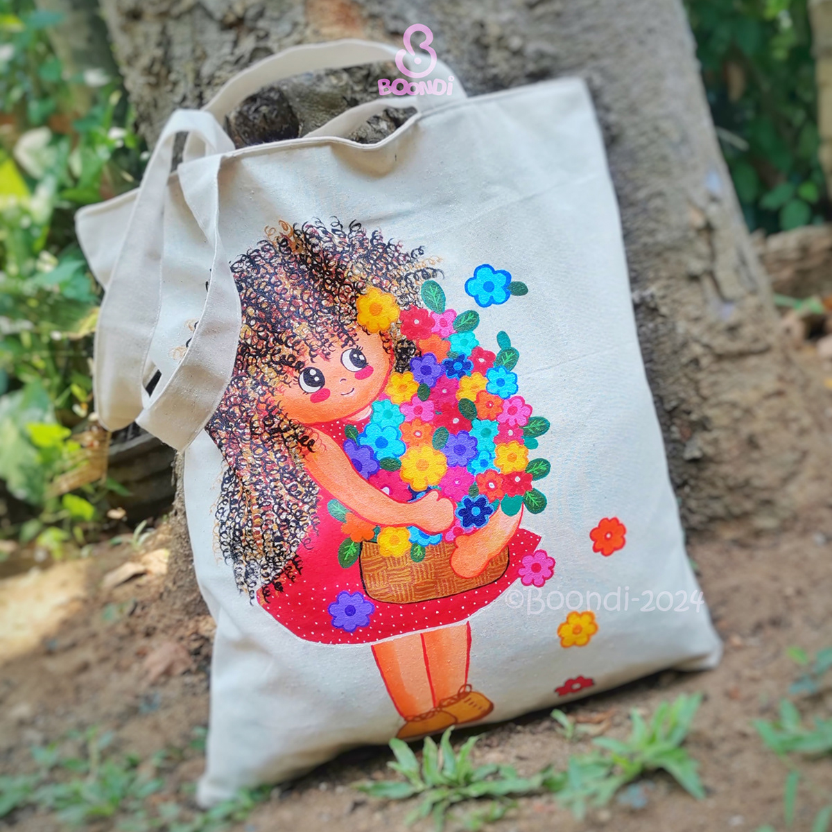 Tote Bag hand drawn handmade cute Unique minimal bags Boondi