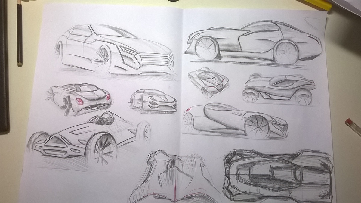 car design sketch Marker pen plane sketch