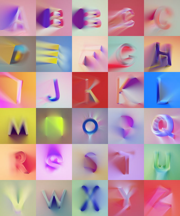 alphabet type gradient pastel letters refraction