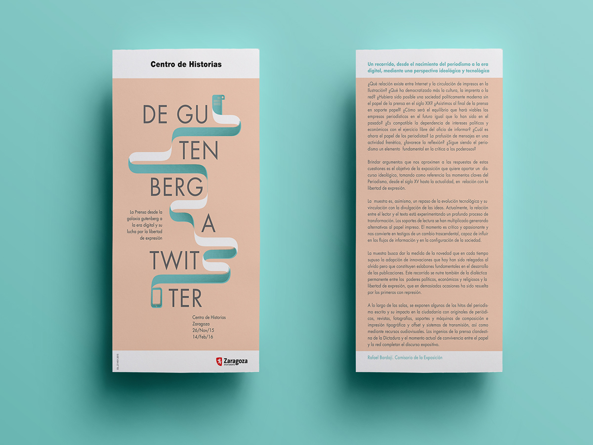 Exposición de gutenberg a twitter unizar Universidad de Zaragoza Gutenberg estudioversus versus flyer dossier tipografia typo font