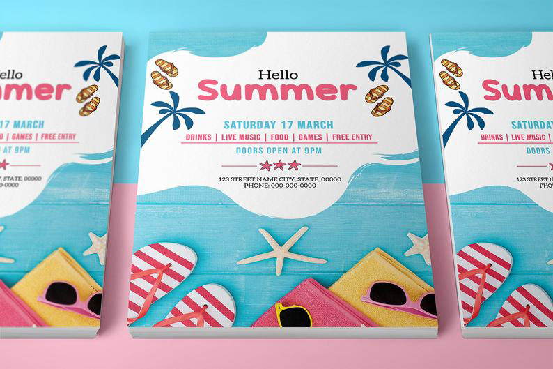 summer flyer photoshop template printable party flyer Invitation Flyer flyer template summer party festival poster