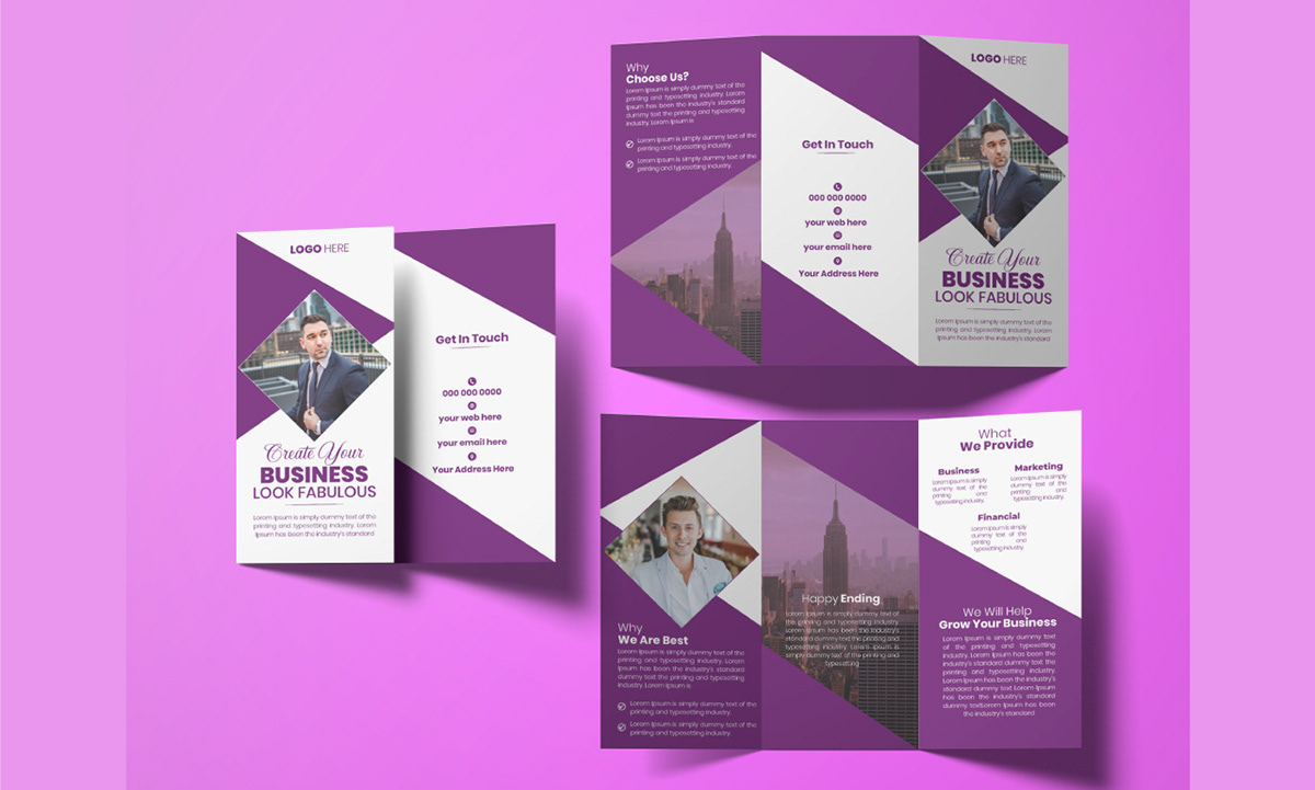 brochure magazine tri-fold Bi-fold flyer marketing   Brochure Template brochuredesign company profile