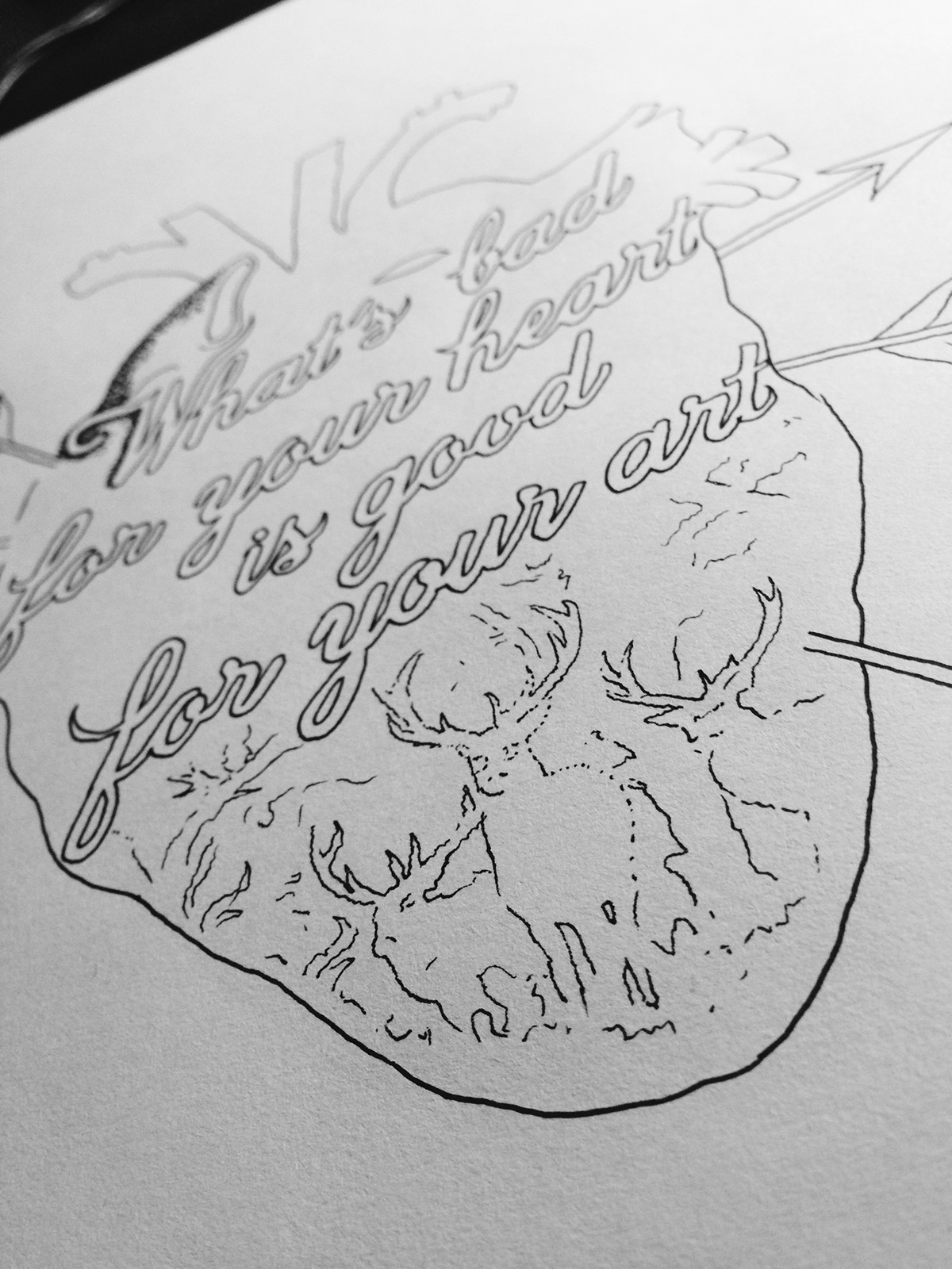 lettering type Handmade Type design Pointillism heart deer Valentine's art handtype Handlettering