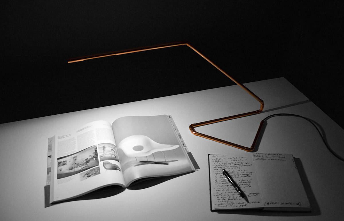 Maragno design furniture cuivre rame Lampada lumière lampe object Lamp led desk design copper Pipe