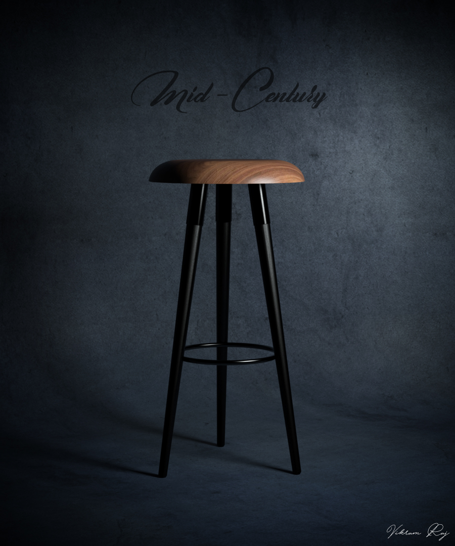 product visualization furniture visualization 3d realistic rendering 3D Studio Lighting bar stool side table wooden table