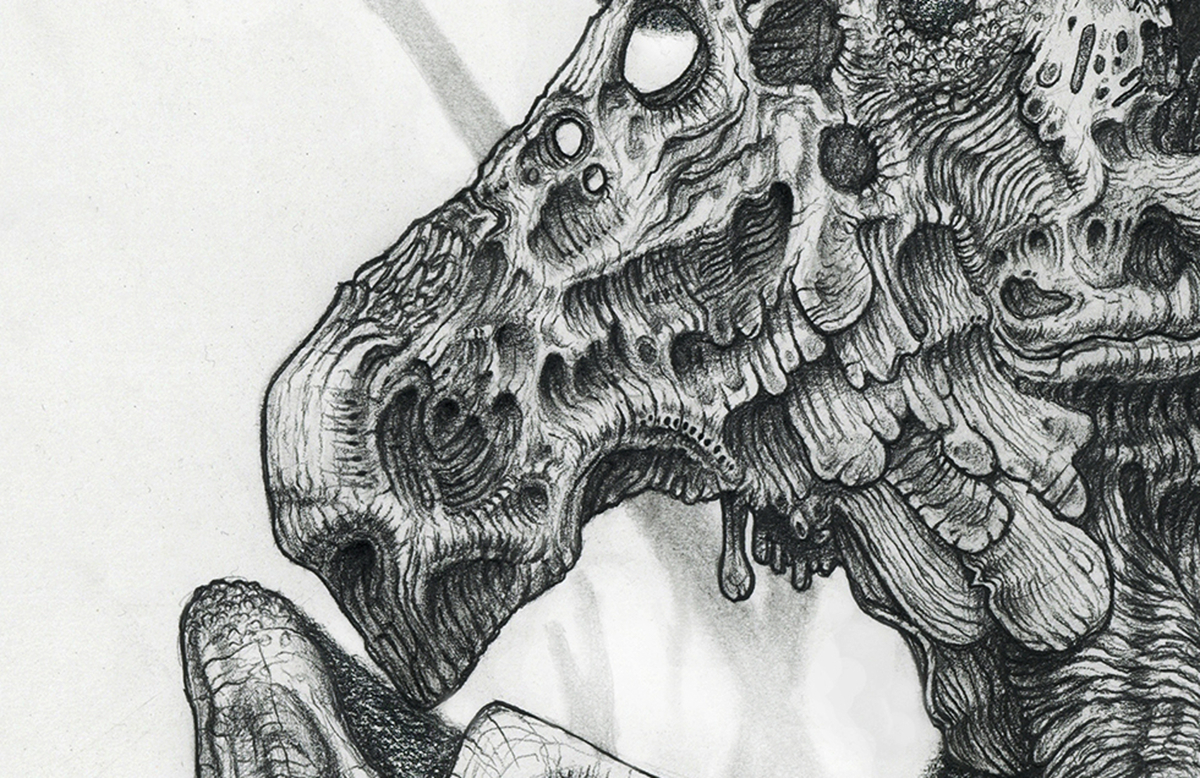 Creature Design creature monster narrative storytelling   pencil graphite detail intricate texture organic forms Nature creepy strange Unusual