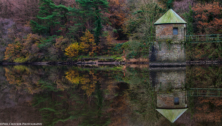reservoir llanelli lliedi carmarthenshire wales water reflections autumn Landscape slow speed