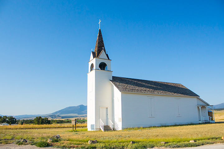 Landscape High Contrast church Catholic Syrenia Imagery light color Townsend Montana