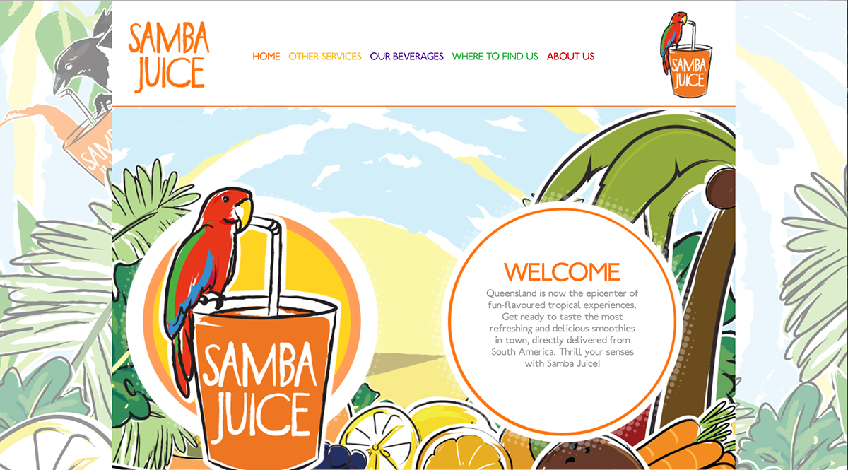 samba juice ilustration colombia Australia smoothies juice Tropical