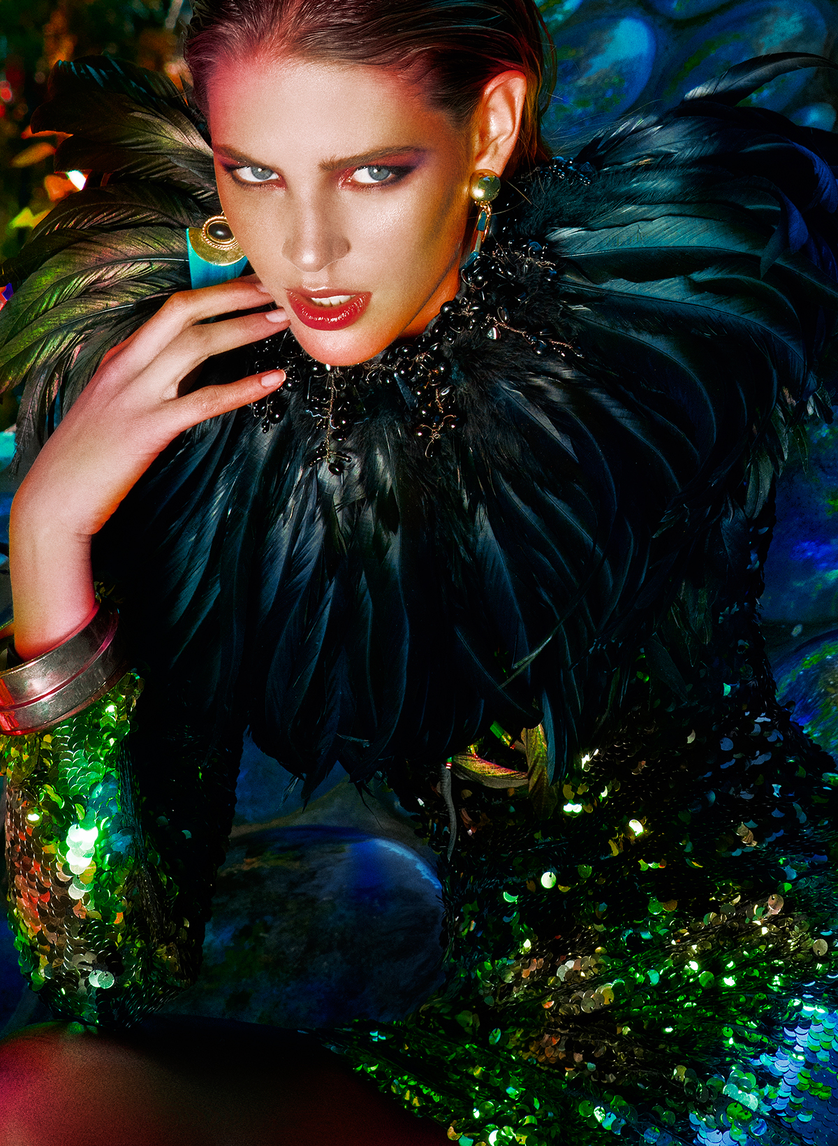 Fashion  goddess jvdas berra rose feathers quetzalcoatl editorial colors Magic   high