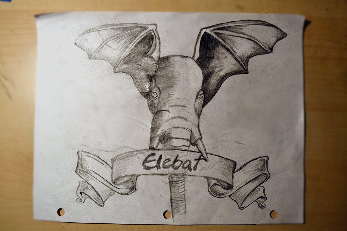 elephant bat sketch tshirt