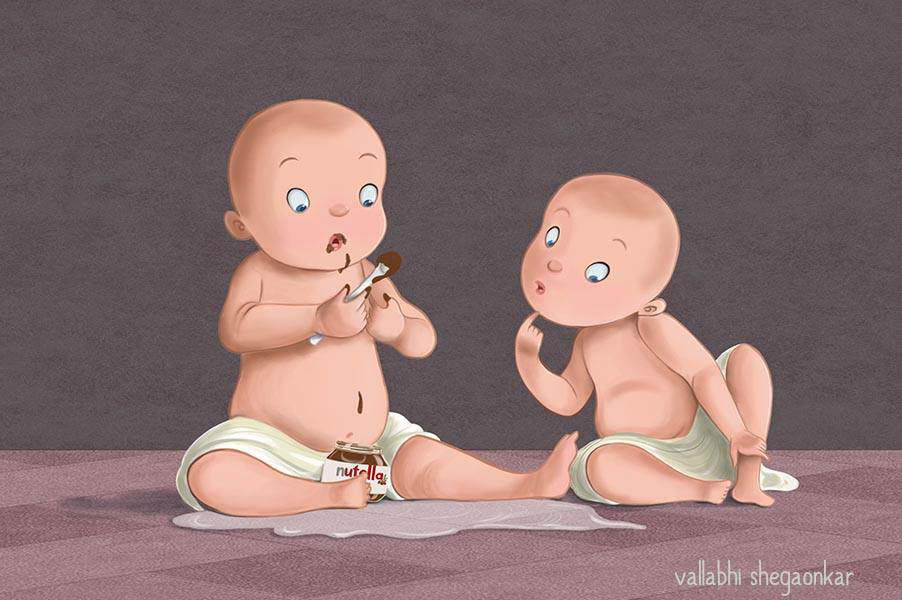 baby toddler ILLUSTRATION  vallabhiart kidlitart kidlit indian Illustrator digitalpainting photoshop