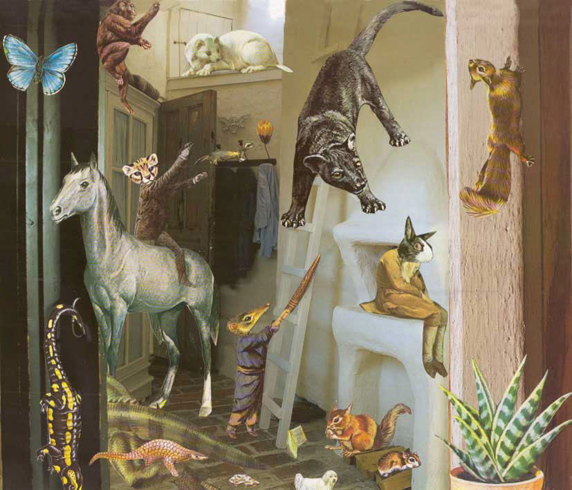 collage animals rooms zoo mansion surrealism paper collage home handmade