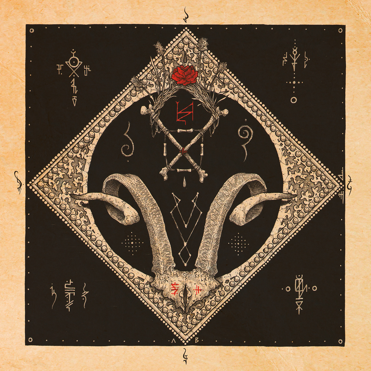 dark occult satanism life death traditional ink art horns