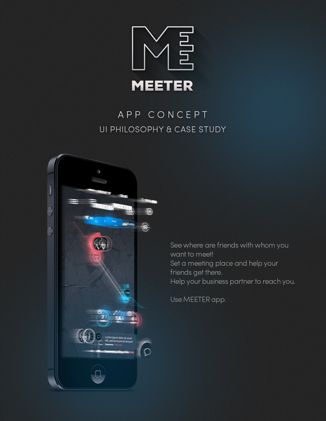 meeter app concept application meeting map navigation friends Interface