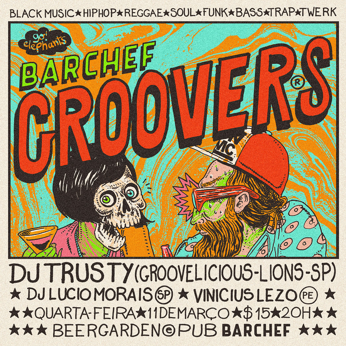 BARCHEF GROOVERS® Come back TWERK! twerk dafpunk barchef groovers art design artists on behance Caramurú baumgartner poster draw Brazil