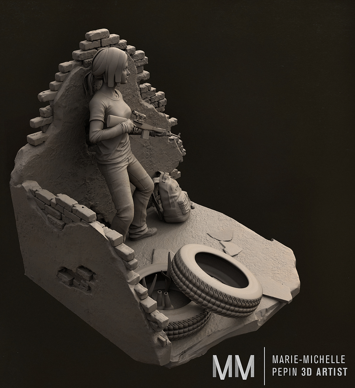 THE LAST OF Us last of us 3D Zbrush Diorama Sculpt base turntable video game polycount Ellie