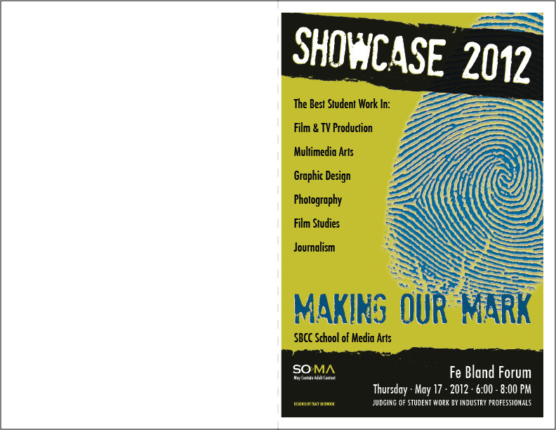 promotional material poster Web Banner e-postcard Program Cover SBCC SOMA School of Media showcase