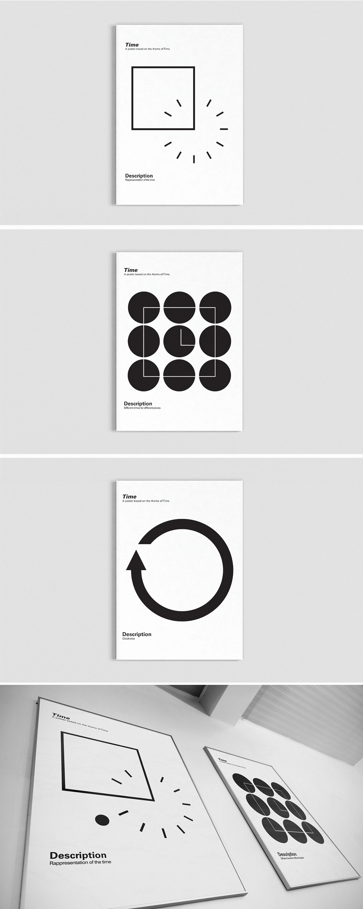 poster minimal black White Minimalism grid Layout monocrome student swiss nocolor time typo