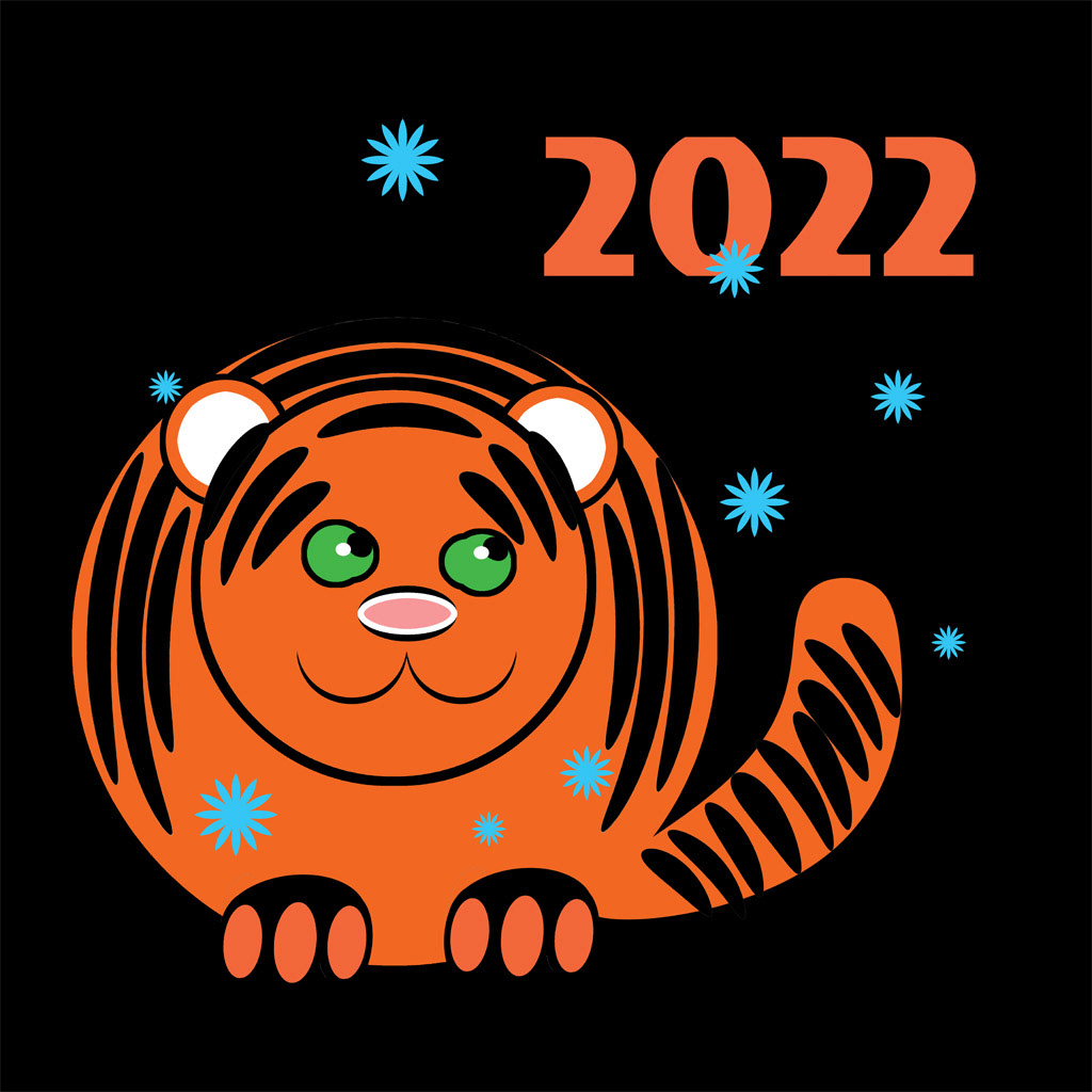 2022 design be happy new year year of the tiger