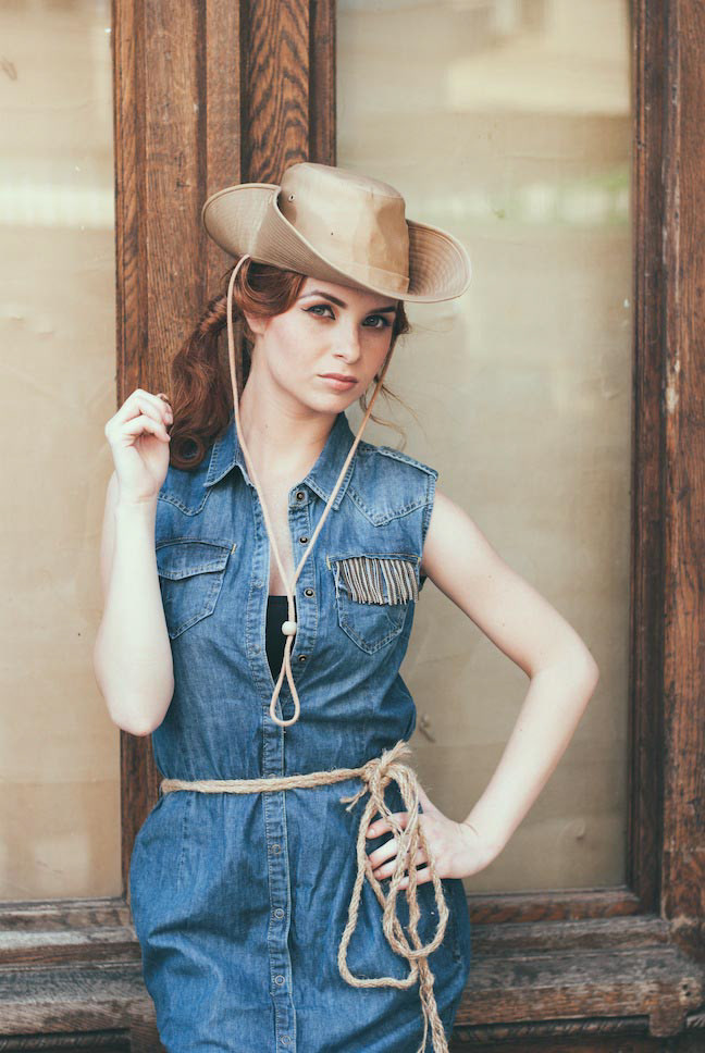 blue inspiration city cowgirl Retro country Urban girl portrait photo session