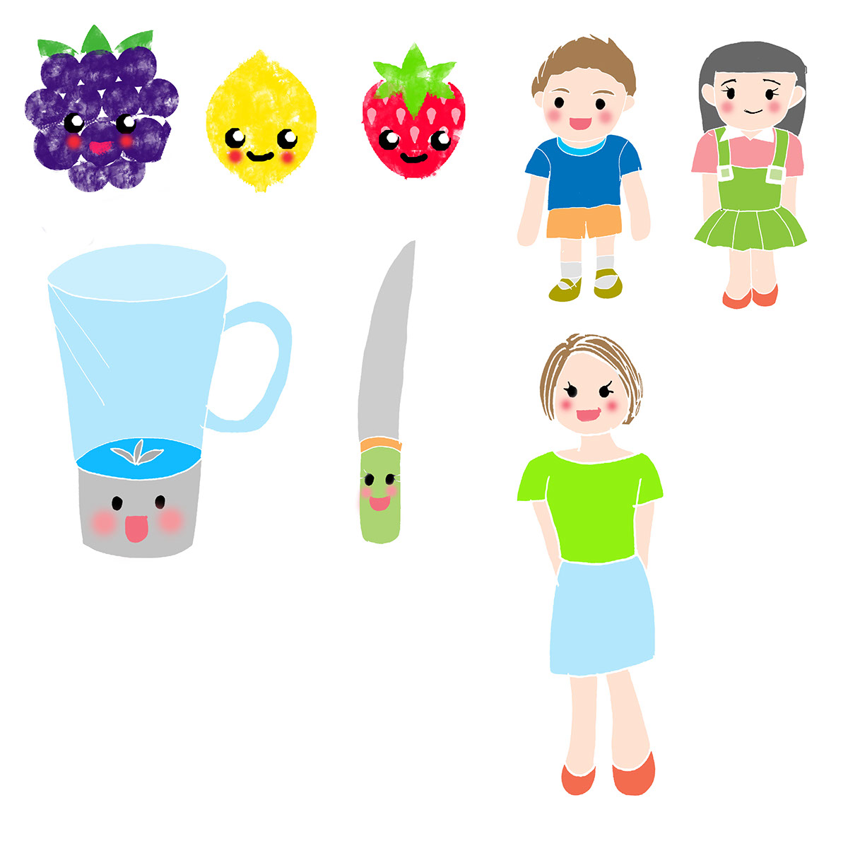 juice blendy knify Popup pop-up children cute kawaii Fruit fruitarian gardenjuice characterdesign