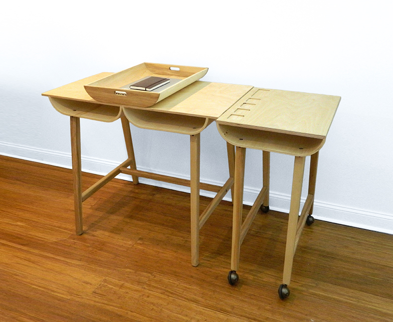 Working Table table desk wood ash wood hand made bent lamination workstation reconfigurable modular risd brown raven writing desk Carrel