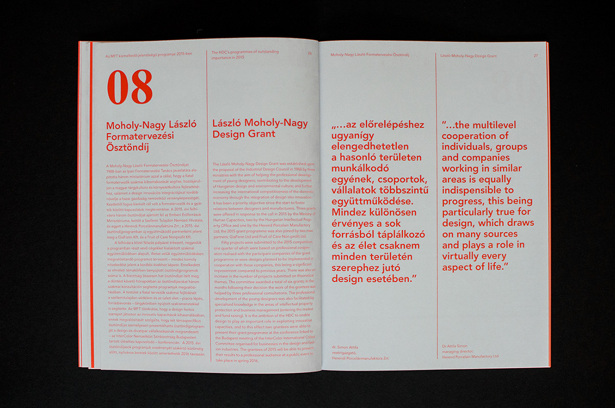 hungariandesigncouncil AnnualReport design designcouncil warmred red grey numbers