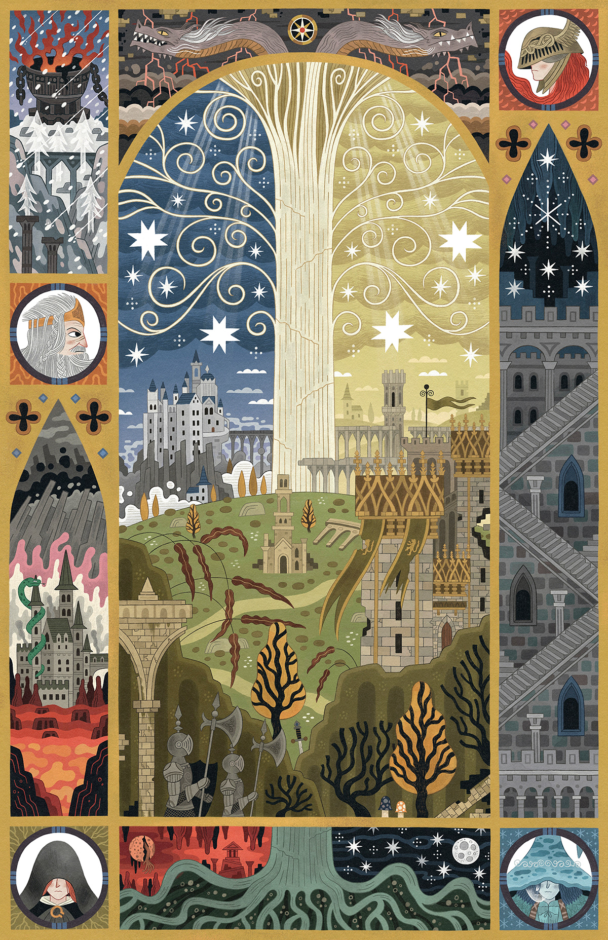 ILLUSTRATION  elden ring medieval fantasy Picture book children's book poster print the lands between