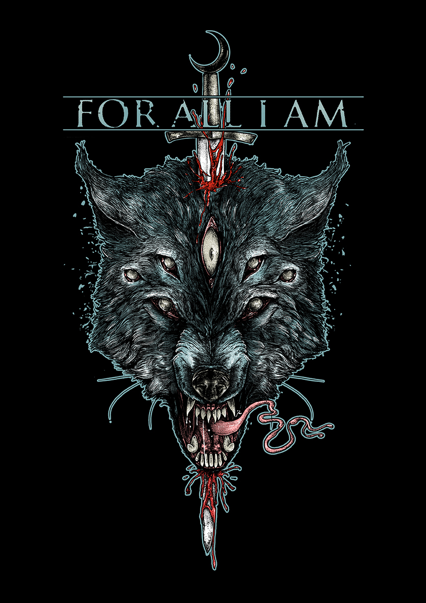 wolf eyes Sword animal angry blood fantasy viking tongue Fur tee Clothing sale artwork