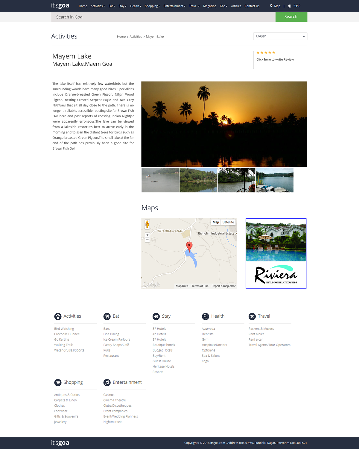 landing page Responsive user interface hotels Goa tour and travels