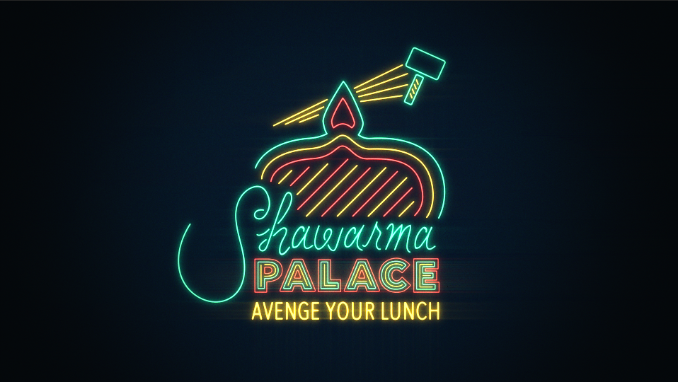 after effects adobe Illustrator lettering neon Avengers shawarma palace Food 