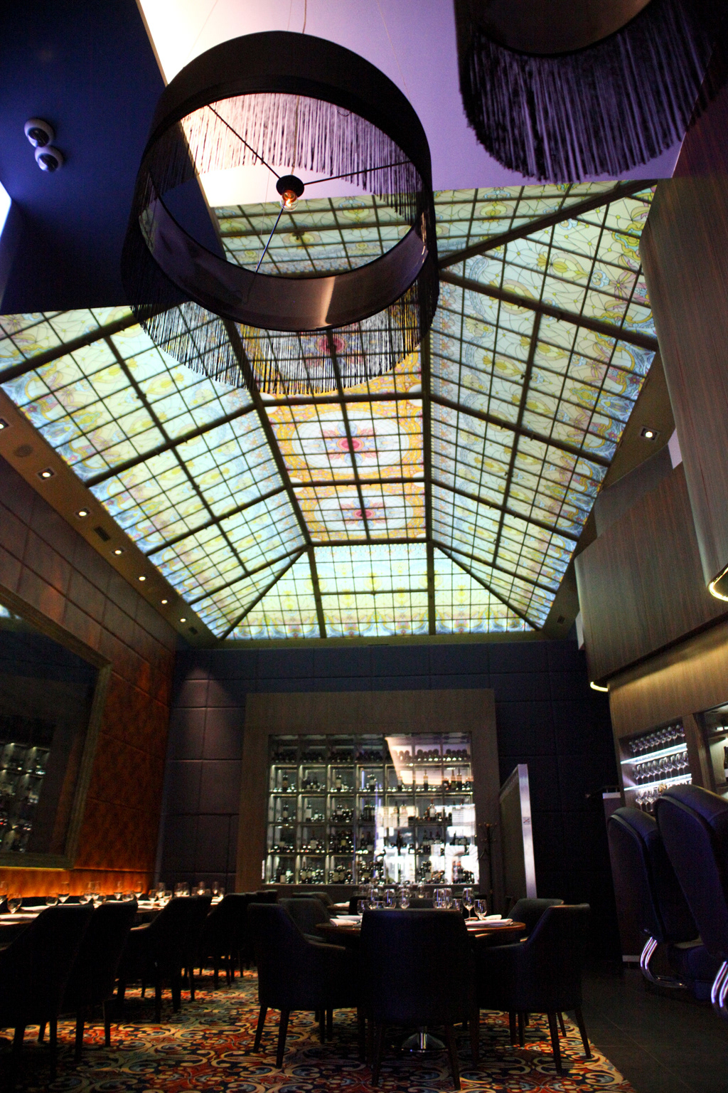 prime Steakhouse glass Interior stained dome hungary restaurant